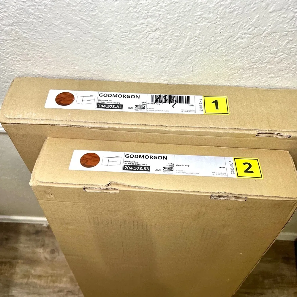 IKEA Brown GODMORGON Bathroom‎ Vanity Cabinet 39 3/8 wide Box 1 and 2 Modern